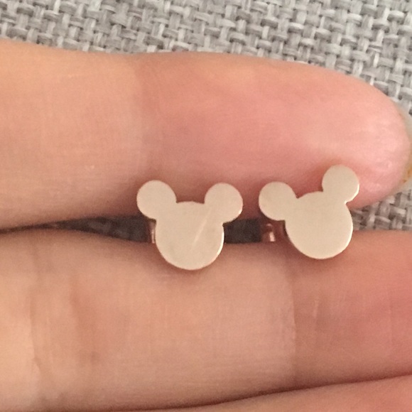 Rose Gold Mickey Mouse Earrings - Picture 6 of 7